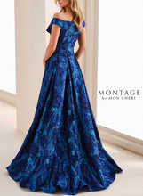 Load image into Gallery viewer, Montage M4201 Brocade Off the Shoulder Sheath with Flower Detail
