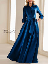 Load image into Gallery viewer, Montage M3114 Mikado Shirt Dress with Collar and Buttons Down the Front
