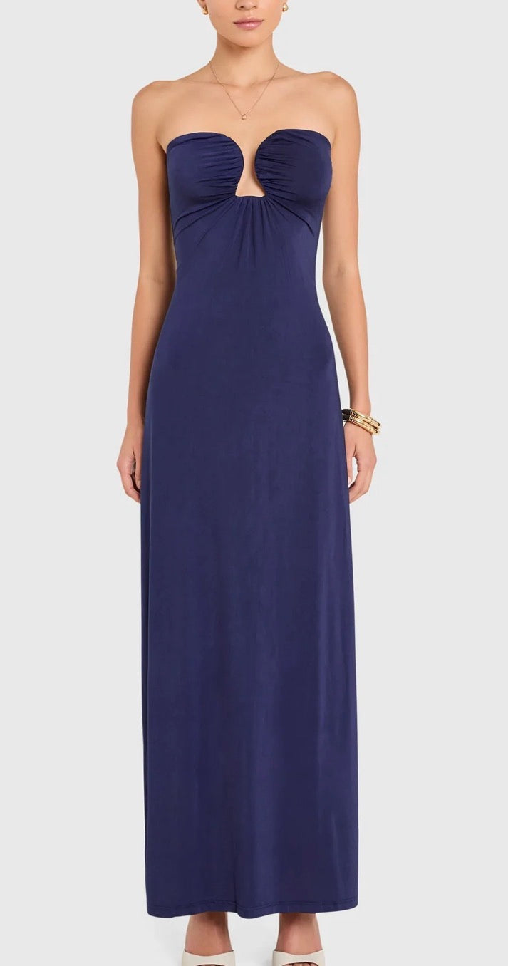 Amanda Uprichard Saldana Maxi in Navy Blue – Gigi's Closette Ltd