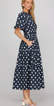 Load image into Gallery viewer, The Julia Polka Dot Dress in Navy Blue
