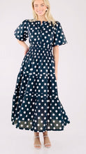 Load image into Gallery viewer, The Julia Polka Dot Dress in Navy Blue
