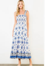 Load image into Gallery viewer, THML WCT3498 Navy and White Floral Midi Dress
