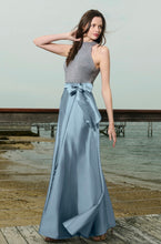 Load image into Gallery viewer, Emily Shalant 17D-0275 Pearl Beaded Halter with Taffeta Skirt
