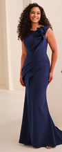 Load image into Gallery viewer, Cameron Blake CB448 Sleeveless Crepe Dress with Ruching and Flower
