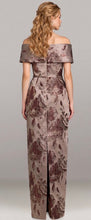 Load image into Gallery viewer, Gia Franco Off the Shoulder Bronze and Brown Damask Long Gown
