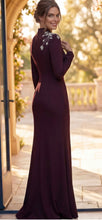 Load image into Gallery viewer, Jovani 51632 Long Sleeve Gown with High Neck and Beading on Collar
