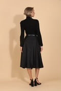Load image into Gallery viewer, Extra Fine Black Cashmere Turtle Neck Sweater with Tiny Rhinestone Detail
