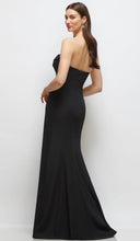 Load image into Gallery viewer, Dessy 3179 Strapless Crepe Gown with Hand made Flower Appliqué
