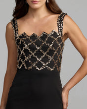 Load image into Gallery viewer, Macduggal 2416 Black Crepe Gown with Beaded Bodice
