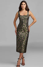 Load image into Gallery viewer, Macduggal 27882 Sleeveless Square Neck Fitted Brocade Midi Dress
