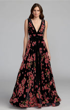 Load image into Gallery viewer, Macduggal 50173 Sleeveless Velvet Print Gown with Bow Detail
