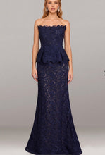Load image into Gallery viewer, Feriani Couture 18661 Navy Strapless Lace Long Gown
