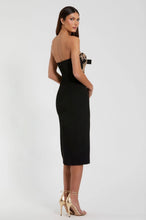 Load image into Gallery viewer, Macduggal 49928 Black Strapless Midi Dress with Beaded Bodice
