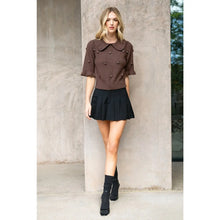 Load image into Gallery viewer, THML TMK2480 Chocolate Collared Embroidery Top
