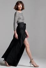 Load image into Gallery viewer, Emily Shalant Stripe Beaded Top with Taffeta Slit Skirt
