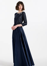 Load image into Gallery viewer, Emily Shalant Sequin Top with Paillette Flowers and 3/4 Sleeve
