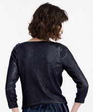 Load image into Gallery viewer, Emily Shalant Sequin Top with Paillette Flowers and 3/4 Sleeve
