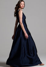 Load image into Gallery viewer, Emily Shalant Deep V-Neck Luciano Gown with Rhinestone Bow
