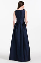 Load image into Gallery viewer, Emily Shalant Deep V-Neck Luciano Gown with Rhinestone Bow
