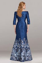 Load image into Gallery viewer, Feriani 18669 Teal Crushed Taffeta Off the Shoulder Long Gown with Floral Detail

