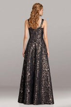 Load image into Gallery viewer, Gia Francoi 12654 Halter Metallic Brocade Evening Gown
