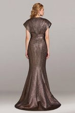 Load image into Gallery viewer, Feriani 18684 Metallic Jacquard Long Gown with Cap Sleeve
