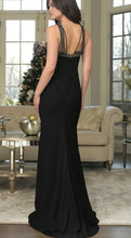 Load image into Gallery viewer, Marsoni MV1363 Crepe Halter Long Gown with Beaded Detail
