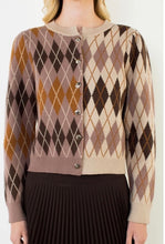Load image into Gallery viewer, THML WK-0895 Argyle Sweater in Shades of Brown
