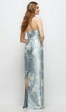 Load image into Gallery viewer, Dessy D880FP Floral Strapless Satin Column Dress with Bow at Waist
