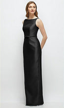 Load image into Gallery viewer, Dessy D881 Bateau Neck Satin Column Dress with Bow Skinny Belt
