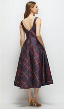 Load image into Gallery viewer, Dessy 3172ATR Square Neck Tartan Plaid Midi Dress
