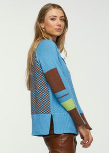 Zaket and Plover Galactic Blue Check Funnel Sweater