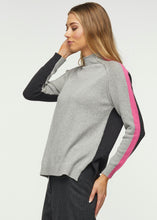 Load image into Gallery viewer, Zaket and Plover Marl Contrast Funnel Sweater with Pink and Black Trim
