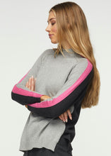 Load image into Gallery viewer, Zaket and Plover Marl Contrast Funnel Sweater with Pink and Black Trim
