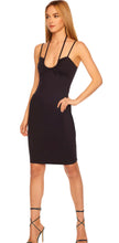 Load image into Gallery viewer, Susana Monaco U Gathered Double String Black Dress
