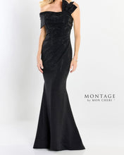 Load image into Gallery viewer, Montage M2214 Charcoal Off The Shoulder Crepe Long Gown
