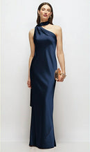 Load image into Gallery viewer, Dessy 6911 Draped Scarf One-Shoulder Bias Stretch Satin Maxi Dress
