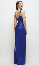 Load image into Gallery viewer, Dessy 6913 Scoop Neck Draped Column Stretch Satin Maxi Dress

