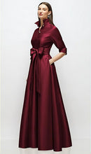 Load image into Gallery viewer, Dessy 6920 3/4 Sleeve Satin Twill Shirt Dress with Sash
