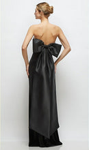 Load image into Gallery viewer, Dessy 6917 Black Velvet Maxi Dress with Strapless Satin Cuff and Bow

