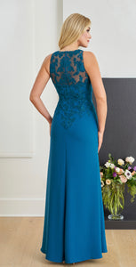 Jade K258057 Sleeveless Halter Long Gown with Beading and Appliqués