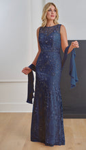 Load image into Gallery viewer, Jade K258072 Navy Sleeveless Beaded Long Gown with Bateau Neckline
