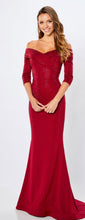 Load image into Gallery viewer, Montage 221970 Off the Shoulder Beaded Jersey Gown with 3/4 Sleeves

