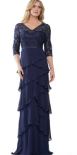 Load image into Gallery viewer, Colors MV1244 Beaded V-neckline Lace Bodice and Chiffon Skirt
