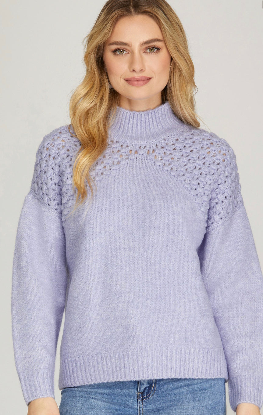 Periwinkle Long Sleeve Mock Neck Sweater