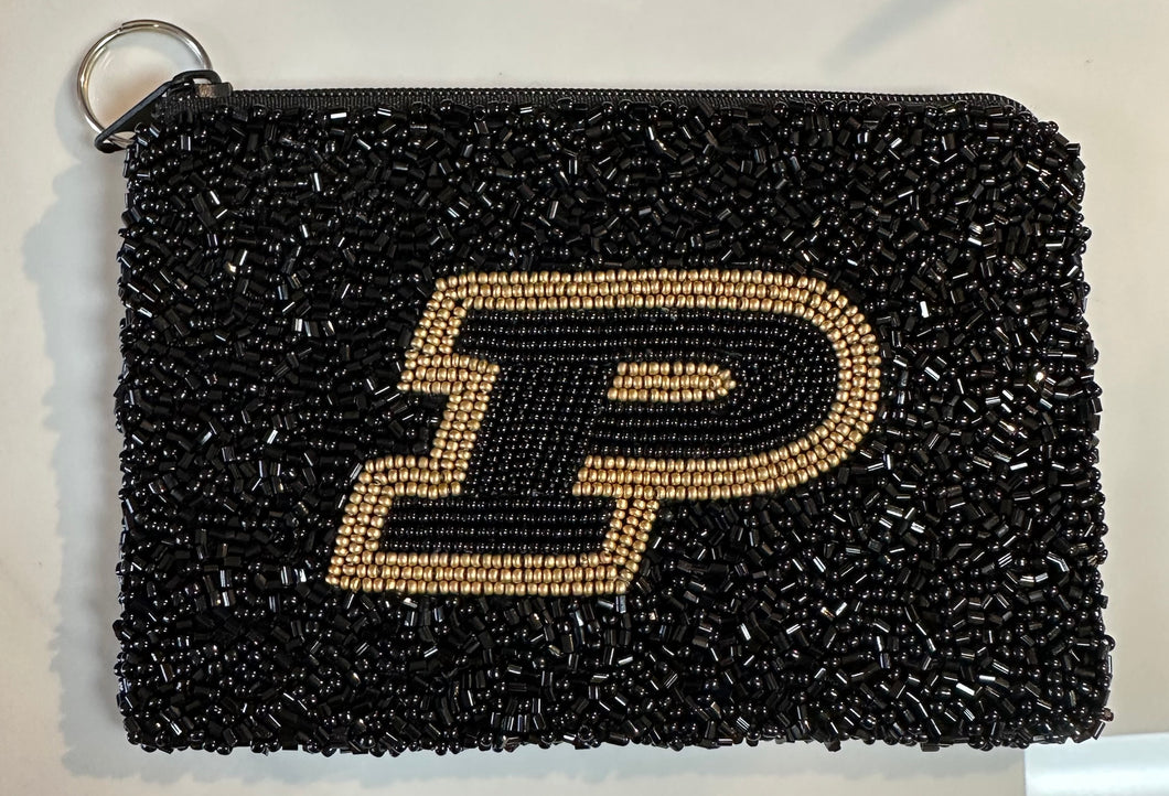 Purdue Beaded Coin Purse