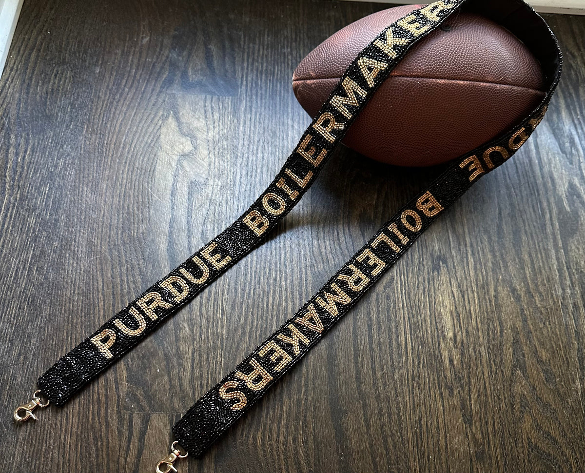 Purdue Key Strap Purdue Boilermakers Beaded Purse Strap – Gigi’s Closette Ltd.