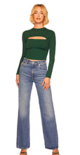 Load image into Gallery viewer, Susana Monaco Crew Slit Long Sleeve at Waist in Tuileries Green

