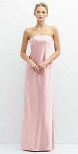Dessy 6887 Strapless Charmeuse Long Gown in Ballet Pink