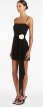 Load image into Gallery viewer, Amanda Uprichard Isabel Black Dress with White Rosette Detail
